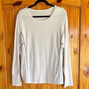 ZELOS White Long Sleeve Tee with Gray Accents